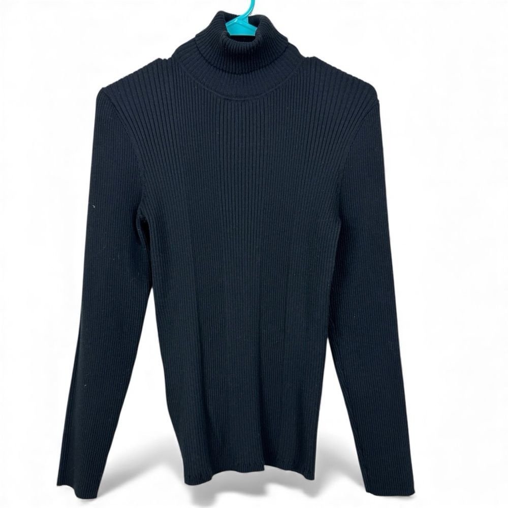 Title Nine Synergy Turtleneck Sweater Ribbed Knit Black Sweater Women's XL